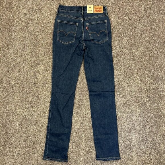 Levi's Women's 724 Straight Jeans Size 26 x 32 Blue Distressed High Rise NWT $69 - Picture 9 of 16
